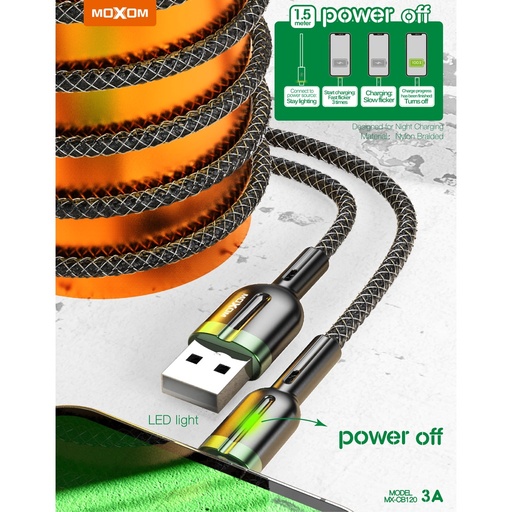 [MXM020205L20XBLK] [EOL][DSC] USB to Micro Auto-Off Led Usb Cable - MX-CB120 - MOXOM - 1.5M - Black