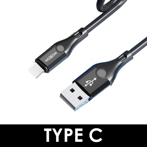 [MXM034367L20XBLK] USB to Type C Stylish Design TPE 3A Data Cable - MX-CB164 - MOXOM - 1.5M - Black