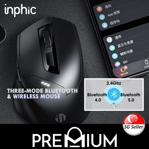 [PHC009XXXXXXXBLK] Mouse with Multiple Connection Modes - DR01 - inphic - Black