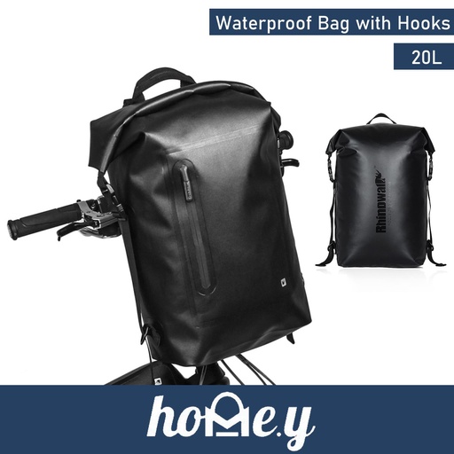 [RHN002XXXE02BKBK] [DSC] Hookable Waterproof Backpack - Without Zip - RK18991 - RhinoWalk - 20L - Black or Black