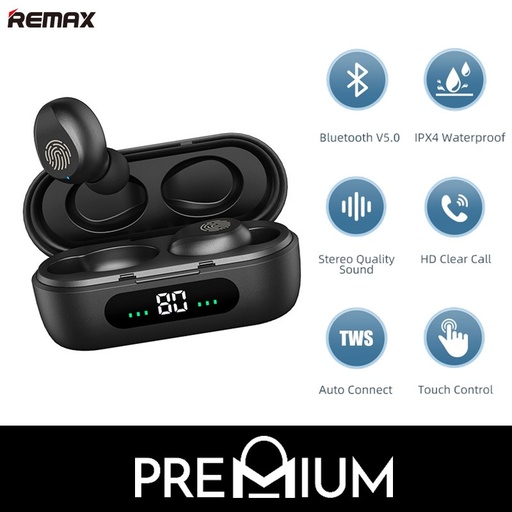[RMX579XXXXXXXBLK] [EOL][DSC] Magnetic True Wireless Stereo with Digital Display - TWS-41 - REMAX - Black