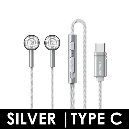 [RMX597XXXXXXXSVR] [DSC] Type C Adapter Monster Metal Wired Earphone - RM-598a - REMAX - Silver