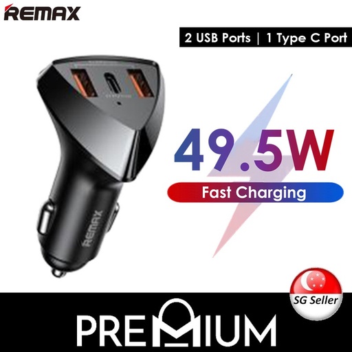 [RMX620XXXXXXXBLK] [DSC] Alien III Series 49.5W 2USB+Type-C Car Charger - RCC323 - REMAX - Black