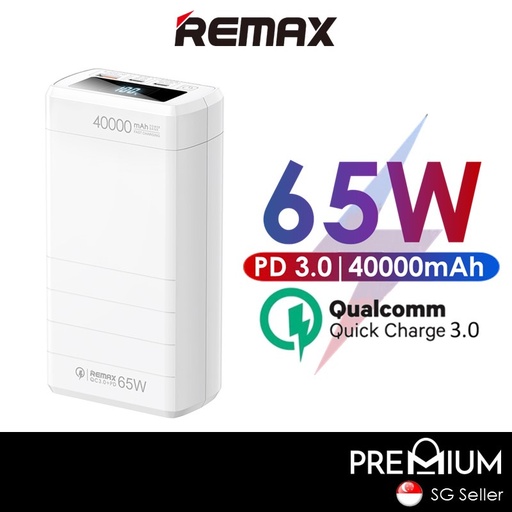 [RMX630XXXC14XWHT] [EOL][DSC] Dinba Series 65W PD+QC Fast Charging Power Bank - RPP-310 - REMAX - 40000mAh - White