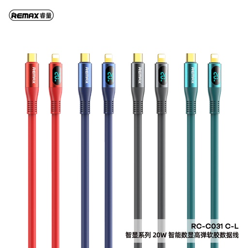 [RMX668200L10XGRY] Type C to iOS Zisee Series 20w Elastic Data Cable with Digital Display - RC-C031 - REMAX - 1M - Grey