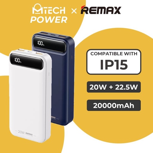 [RMX672XXXC07XBLU] Bole Series 20w+22.5w PD+QC Fast Charging Power Bank - RPP-521 - REMAX - 20000mAh - Blue