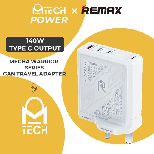 [RMX676XXXXXXXWHT] 140w GAN Mecha Warrior Series Travel Adapter - RP-U106 - REMAX - White