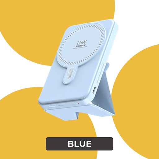 [RMX680XXXC22XBLU] Usion Pro Series 20w Magnetic Wireless Charging Powerbank (with holder) - RPP-578 - REMAX - 6000mAh - Blue