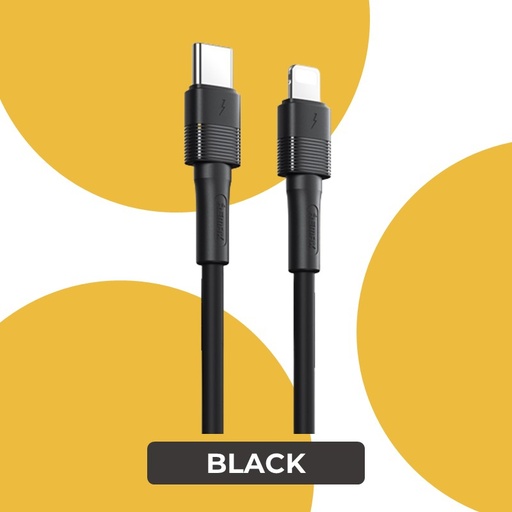 [RMX681646L10XBLK] Type C to iOS 20W Leya Series 20w PD Fast Charging Liquid Silicone Data Cable - RC-C056 - REMAX - 1M - Black