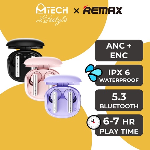 [RMX684XXXXXXXBLK] Vansiang Series ANC+ENC Earbuds for Music & Call - CozyPods W8N - REMAX - Black