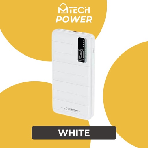 [RMX693XXXC07XWHT] [EOL][DSC] Noah Series PD20W+QC22.5W Fast Charging Power Bank - RPP-316 - REMAX - 20000mAh - White