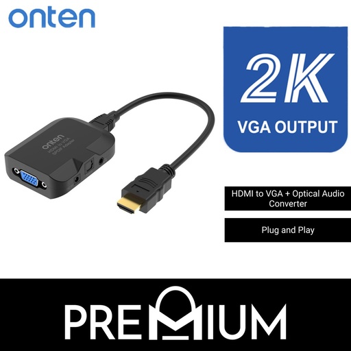 [TEN008XXXXXXXBLK] [DSC] HDMI to VGA + Audio Converter - OTN-35165G - Onten - Black