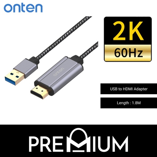 [TEN009534L35XBLK] [EOL][DSC] USB to HDMI USB to HDMI Adapter - ONT-US303 - Onten - 1.8M - Black