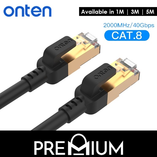 [TEN016XXXL10XBLK] CAT 8 Ethernet Cable - OTN-E801 - Onten - 1M - Black
