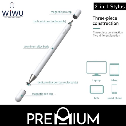 [WWU021XXXXXXXWHT] Pencil One 2 in 1 Stylus - WiWu - White