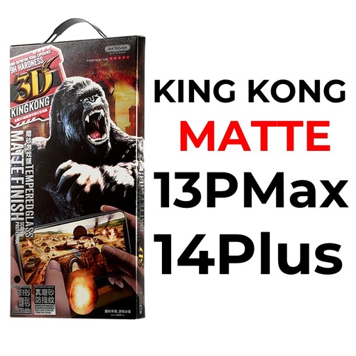 [XWK039550T03XBLK] iPhone 13 Pro Max or 14 Plus- 6.7 in King Kong 3D Tempered Glass Full Cover - WTP-030 - WK - Matte - Black
