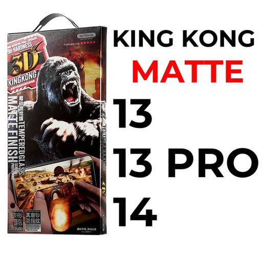 [XWK039551T03XBLK] iPhone 13 or 13 Pro or 14 - 6.1 in King Kong 3D Tempered Glass Full Cover - WTP-030 - WK - Matte - Black