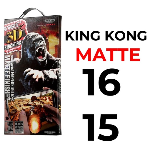 [XWK039667T03XBLK]  iPhone 16 Or 15 - 6.1 in King Kong 3D Tempered Glass Full Cover - WTP-030 - WK - Matte - Black