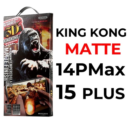 [XWK039668T03XBLK] iPhone 16 Plus Or 15 Plus Or 14 Pro Max - 6.7 in in King Kong 3D Tempered Glass Full Cover - WTP-030 - WK - Matte - Black