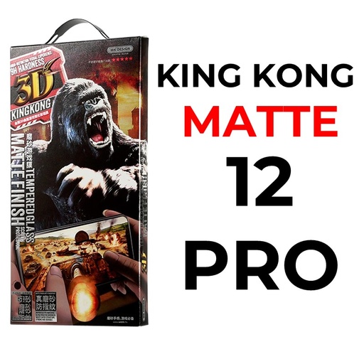 [XWK117508T03XBLK] iPhone 12 or Pro - 6.1 in King Kong 3D Temperd Glass Full Matte  - WK - Matte - Black
