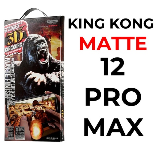 [XWK117509T03XBLK] iPhone 12 Pro Max - 6.7 in King Kong 3D Temperd Glass Full Matte  - WK - Matte - Black