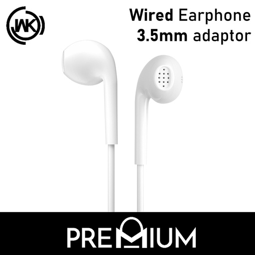 [XWK131383XXXXWHT] 3.5mm Jack Wired Earphone - Y12 - WK - White