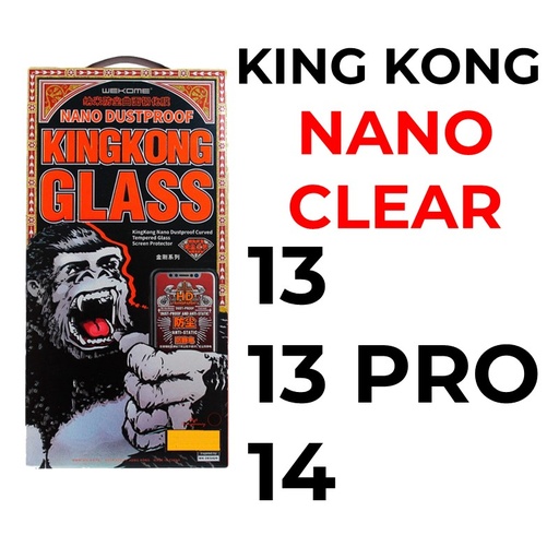 [XWK153604T02XBLK] iPhone 13 or 13 Pro or 14 6.1 in King Kong Series Nano Dustproof Curved Tempered Glass - WTP-029 - WK - Clear - Black