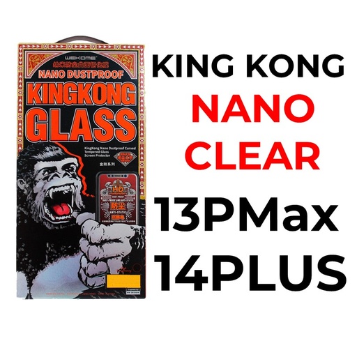 [XWK153605T02XBLK] iPhone 13 Pro Max or 14 Plus 6.7 in King Kong Series Nano Dustproof Curved Tempered Glass - WTP-029 - WK - Clear - Black