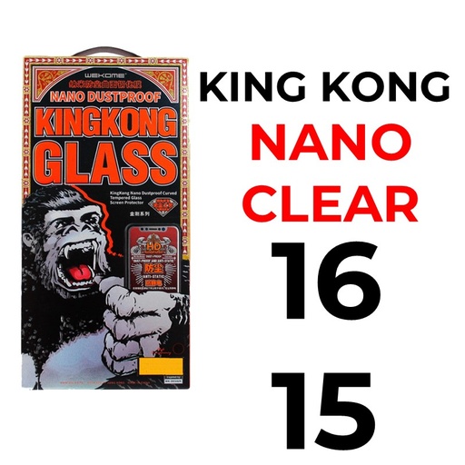 [XWK153667T02XBLK]  iPhone 16 Or 15 - 6.1 in King Kong Series Nano Dustproof Curved Tempered Glass - WTP-029 - WK - Clear - Black