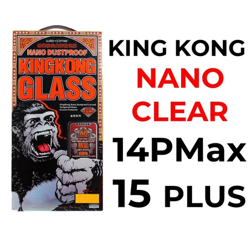 [XWK153668T02XBLK] iPhone 16 Plus Or 15 Plus Or 14 Pro Max - 6.7 in in King Kong Series Nano Dustproof Curved Tempered Glass - WTP-029 - WK - Clear - Black