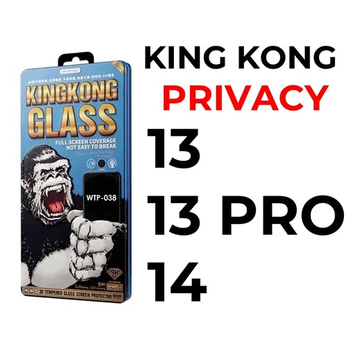 [XWK154551T04XBLK] iPhone 13 or 13 Pro or 14 6.1 in King Kong 3D Tempered Glass Full Cover - WTP-039 - WK - Privacy - Black