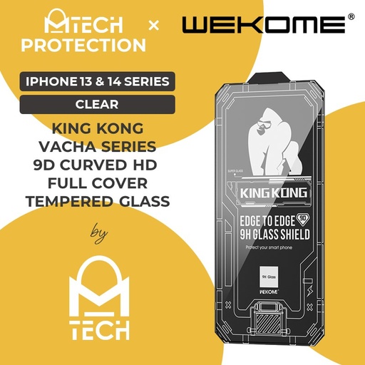 [XWK163667T02XBLK] [EOL][DSC] iPhone 16 Or 15 - 6.1 in King Kong Vacha Series 9D Curved HD Full Cover Tempered Glass - WTP-066 - WK - Clear - Black