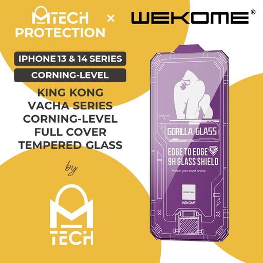 [XWK165668T02XBLK] [EOL][DSC] iPhone 16 Plus Or 15 Plus Or 14 Pro Max - 6.7 in in King Kong Vacha Series 9D Corning-Level Glass Full Cover Tempered Glass - WTP-068 - WK - Clear - Black