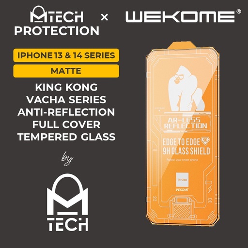 [XWK166668T03XBLK] [EOL][DSC] iPhone 16 Plus Or 15 Plus Or 14 Pro Max - 6.7 in in King Kong Vacha Series AR Anti reflection Full Cover Tempered Glass - WTP-070 - WK - Matte - Black