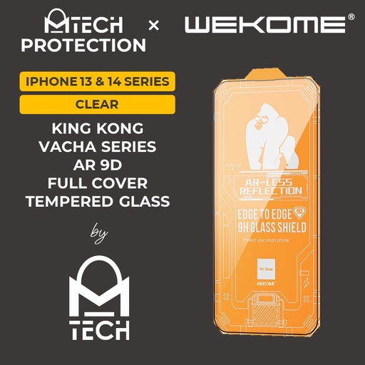 [XWK167551T02XBLK] [EOL][DSC] iPhone 13 or 13 Pro or 14 - 6.1" King Kong Vacha Series AR 9D Curved HD Full Cover Tempered Glass - WTP-069 - WK - Clear - Black
