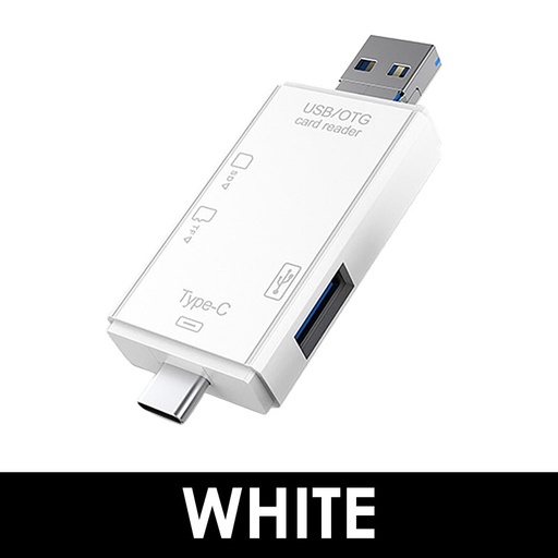 [XXX014XXXXXXXWHT] 3 in 1 Type-c Card Reader OTG - OEM- D-188- White