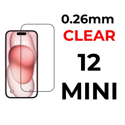 [XXX029507XXXXCLR] iPhone 12 Mini - 5.4 in Tempered Glass  - 0.26mm - OEM - Clear