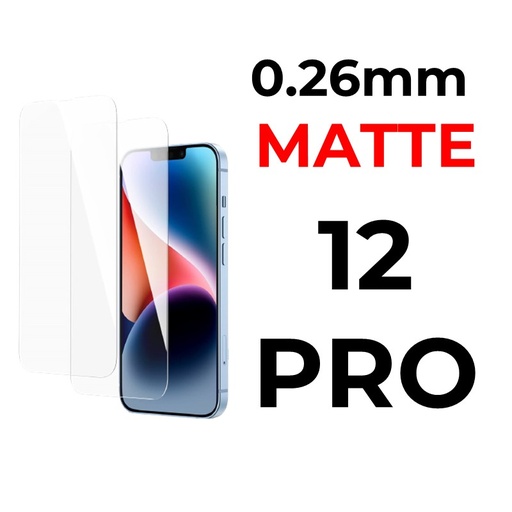 [XXX029508T03MATT] iPhone 12 or Pro - 6.1 in Tempered Glass  - 0.26mm - OEM - Matte - Matte