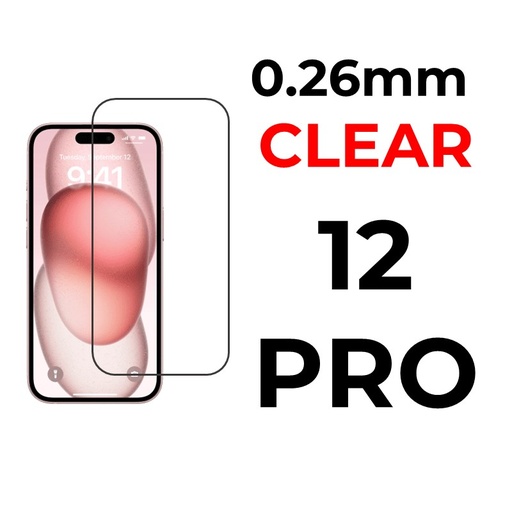 [XXX029508XXXXCLR] iPhone 12 or Pro - 6.1 in Tempered Glass  - 0.26mm - OEM - Clear