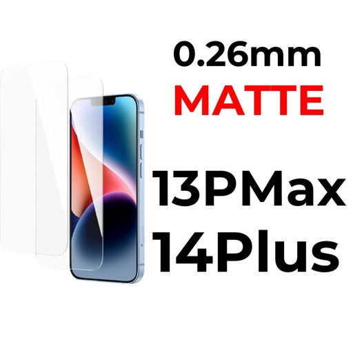 [XXX029550T03MATT] iPhone 13 Pro Max or 14 Plus- 6.7 in Tempered Glass  - 0.26mm - OEM - Matte - Matte