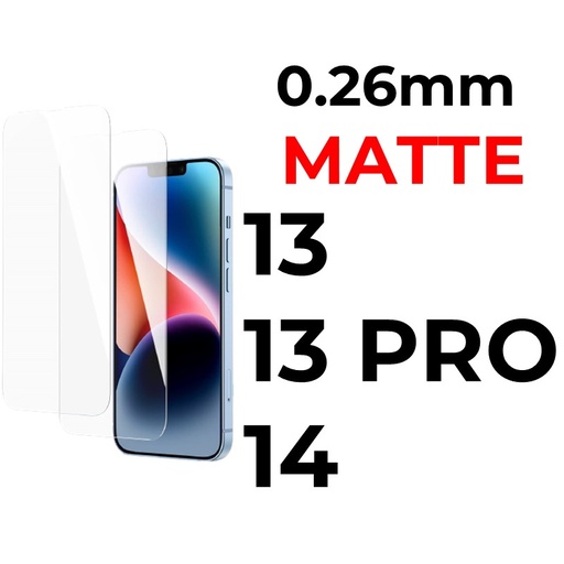 [XXX029551T03MATT] iPhone 13 or 13 Pro or 14 - 6.1 in Tempered Glass  - 0.26mm - OEM - Matte - Matte