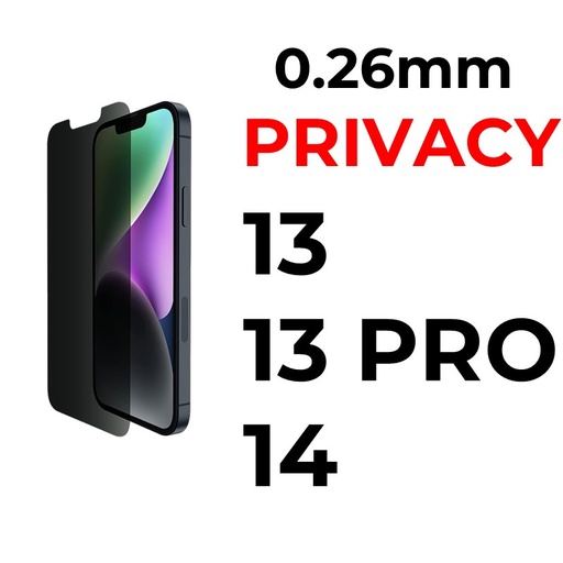 [XXX029551XXX0014] iPhone 13 or 13 Pro or 14 - 6.1 in Tempered Glass  - 0.26mm - OEM - Privacy
