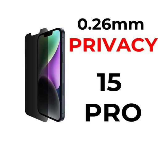 [XXX029664XXX0014] iPhone 15 Pro 6.1 in Tempered Glass - 0.26mm - OEM - Privacy