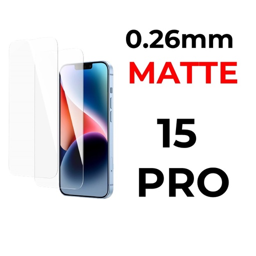 [XXX029664XXXMATT] iPhone 15 Pro 6.1 in Tempered Glass - 0.26mm - OEM - Matte