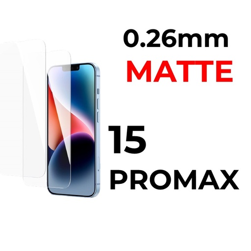[XXX029665XXXMATT] iPhone 15 Pro Max 6.7 in Tempered Glass - 0.26mm - OEM - Matte