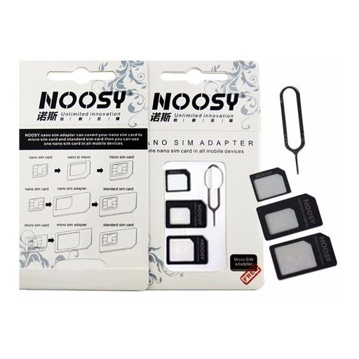 [XXX038XXXXXXXWHT] Noosy - Nano Sim 4 in 1 Sim Card Adaptor - White