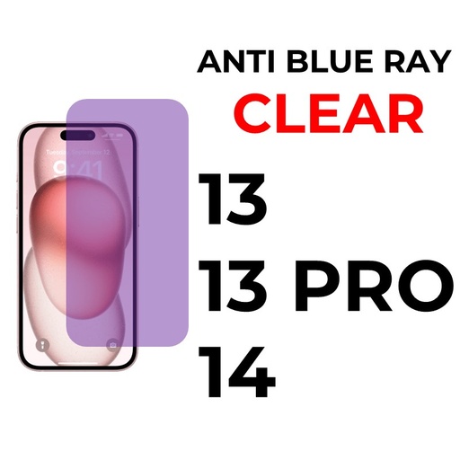 [XXX069551T07XBLK] iPhone 13 or 13 Pro or 14 - 6.1 in Full Coverage - OEM - Anti Blue Ray and Clear - Black