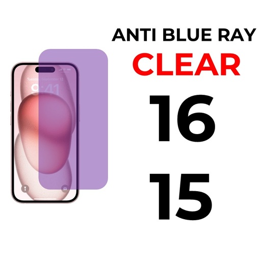 [XXX069667T07XBLK] iPhone 16 Or 15 - 6.1 in in Full Coverage - OEM - Anti Blue Ray and Clear - Black