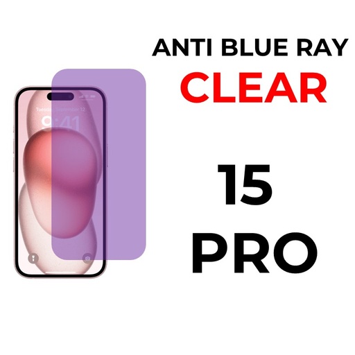 [XXX069664T07XBLK] iPhone 15 Pro 6.1 in Full Coverage - OEM - Anti Blue Ray and Clear - Black