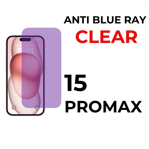 [XXX069665T07XBLK] iPhone 15 Pro Max 6.7 in Full Coverage - OEM - Anti Blue Ray and Clear - Black